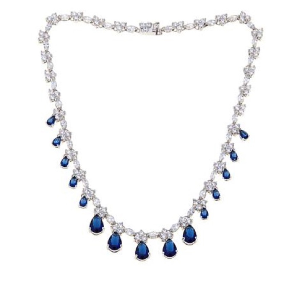 Princess Di Inspired Sapphire Necklace & Earrings
